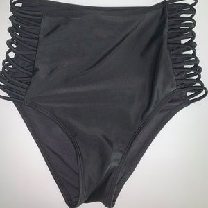 Black high waisted swim suit bottoms